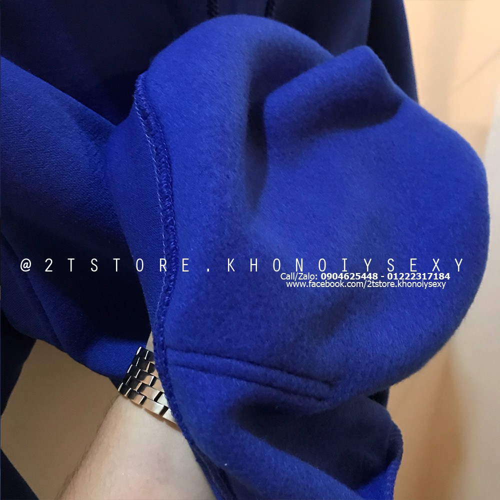 Áo hoodie unisex 2T Store H03 màu xanh dương navy - Áo khoác nỉ chui đầu nón 2 lớp dày dặn chất lượng đẹp