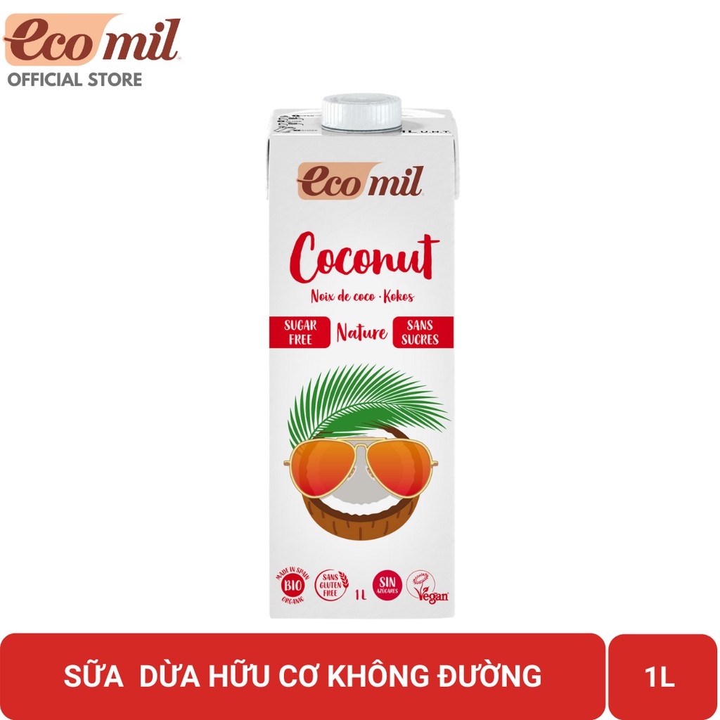 Sữa Dừa Không Đường Hữu Cơ Ecomil (1L) Organic Coconut Milk Sugar Free (1L)