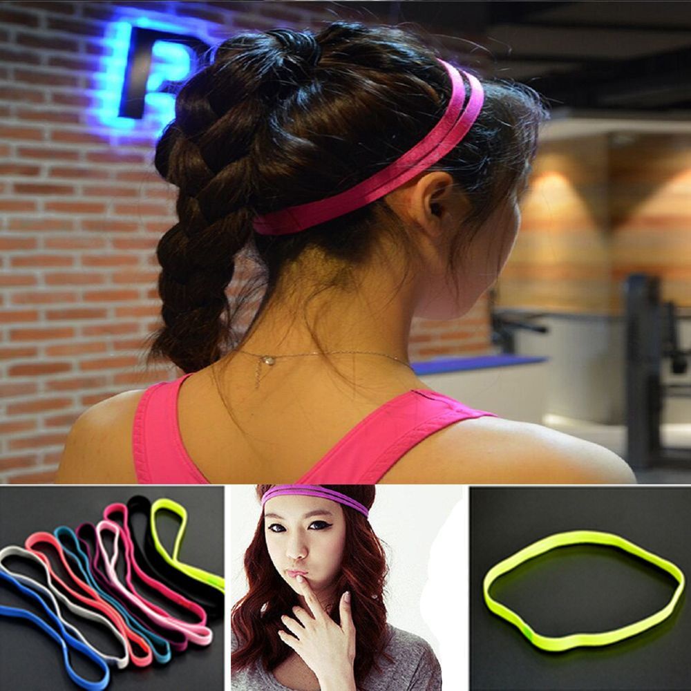 Băng đô cài tóc thể thao bằng cao su co giãn chống trượt 10 màu thời trang cho nam và nữ