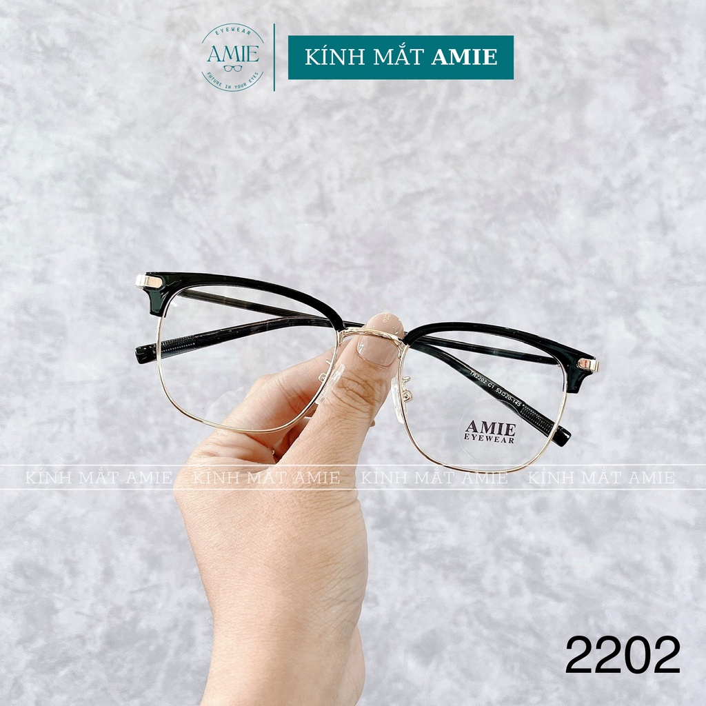Mắt kính cận vuông AMIE Eyewear gọng kính kim loại nam đơn giản thời trang 2202