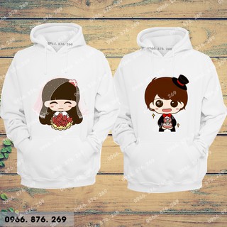 Áo đôi hoodie cực dễ thương ( tặng móc khóa đôi)