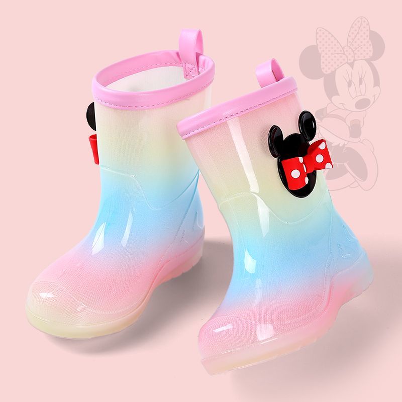 Giày Bốt Đi Mưa Chống Trượt Chống Thấm Nước Màu Cầu Vồng Dễ Thương Cho Bé Gái 5-8 Tuổi
