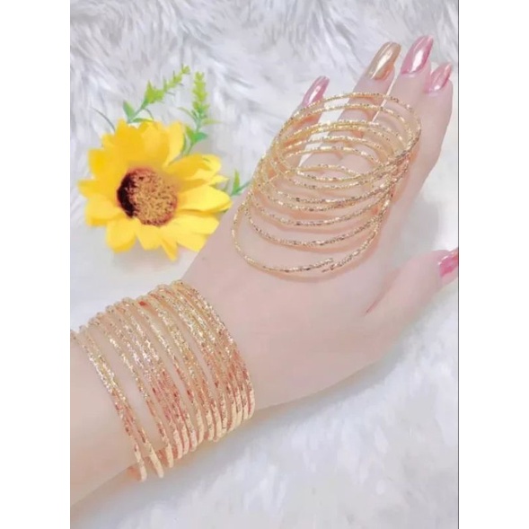 Bộ Vòng Xi Men Trúc Gồm 07 Chiếc Mạ Vàng 18k - 50R2109 - Có Khóa Đúc- Hình Thật Shop Tự Chụp - si men