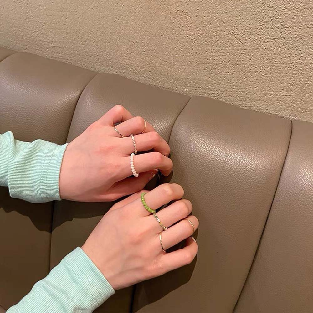 Set 4 Nhẫn Đeo Ngón Tay Bằng Kim Loại Nhiều Màu Thời Trang Hàn Quốc Cổ Điển
