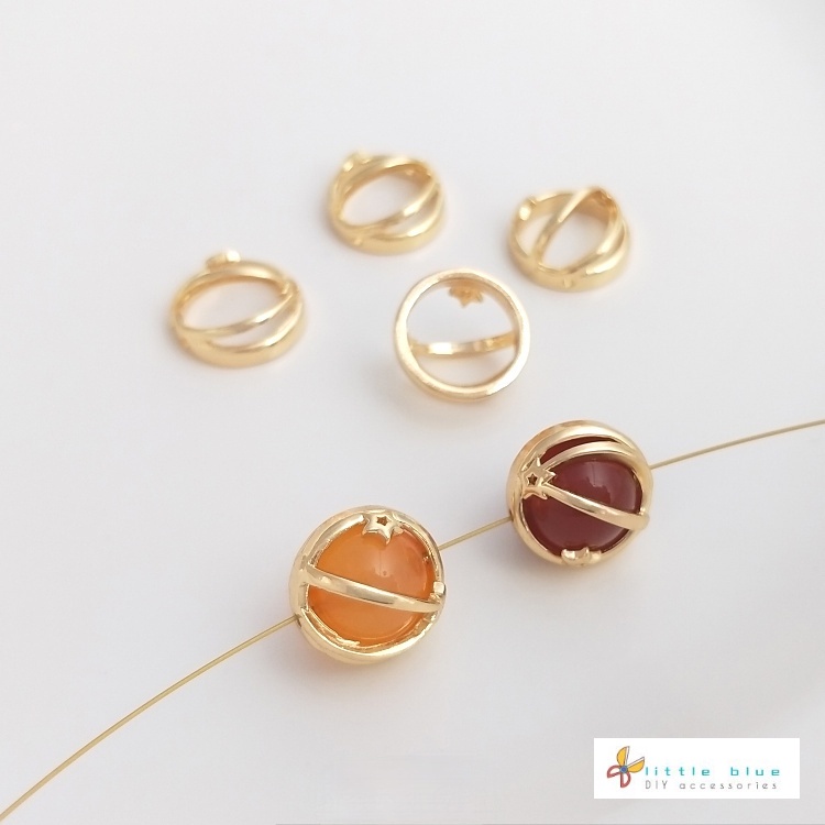 Bộ Giá Đỡ Nhẫn Bằng Đồng 14k Hình Bán Nguyệt Màu Vàng Kim Chất Lượng Cao