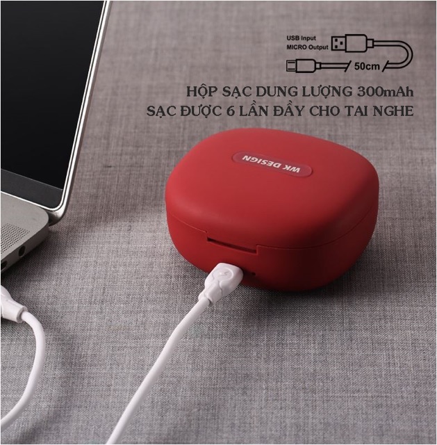 TAI NGHE BLUETOOTH WK BD330 DÒNG TAI NGHE XỊN CÓ ĐỐC SẠC- TAI NGHE KHÔNG DÂY