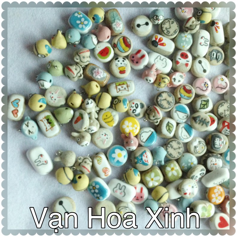 2 mặt gốm xinh xinh làm mặt vòng tay handmade