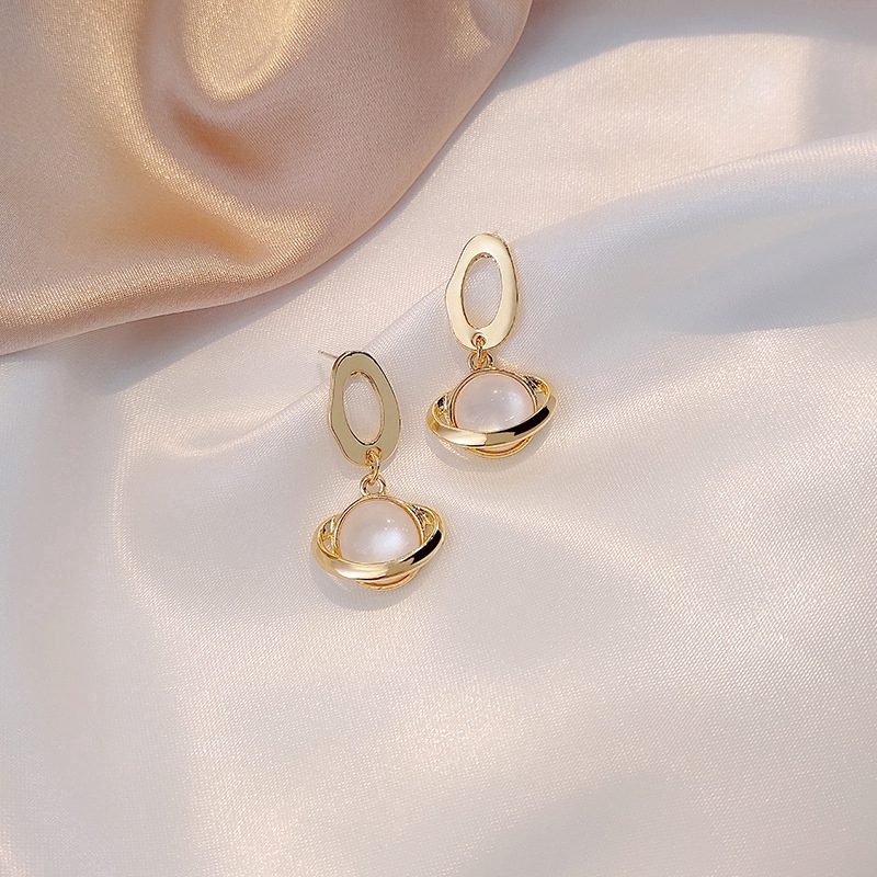 XiaoboACC Bông Tai Mạ Bạc Đính Đá Mắt Mèo Dễ Thương Cho Nữ