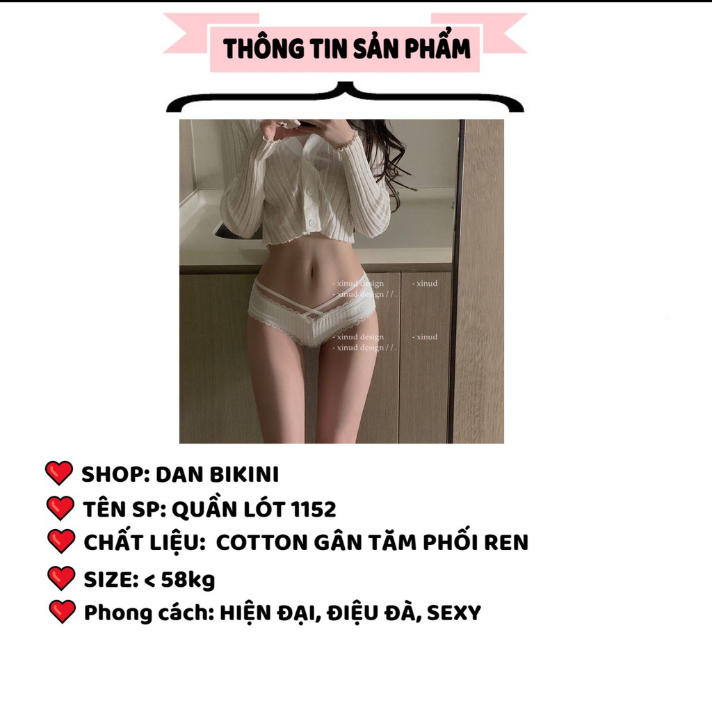 Quần Lót Nữ COTTON viền ren Sexy gân tăm 2 dây đan chéo quyến rũ mẫu 1152 | BigBuy360 - bigbuy360.vn