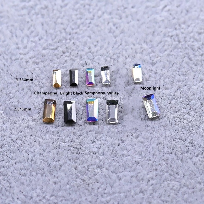 Bộ 50 Hạt Đá 3D Dài Mặt Kính Phẳng Tự Trang Trí Móng Tay