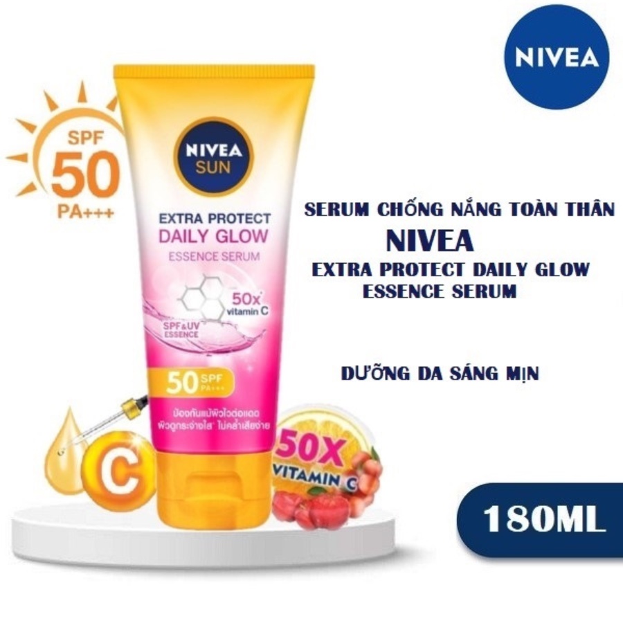 Tinh Chất Chống Nắng Dưỡng Thể Sáng Mịn Đều Màu Nivea Daily Glow SPF50 PA+++ 180ml
