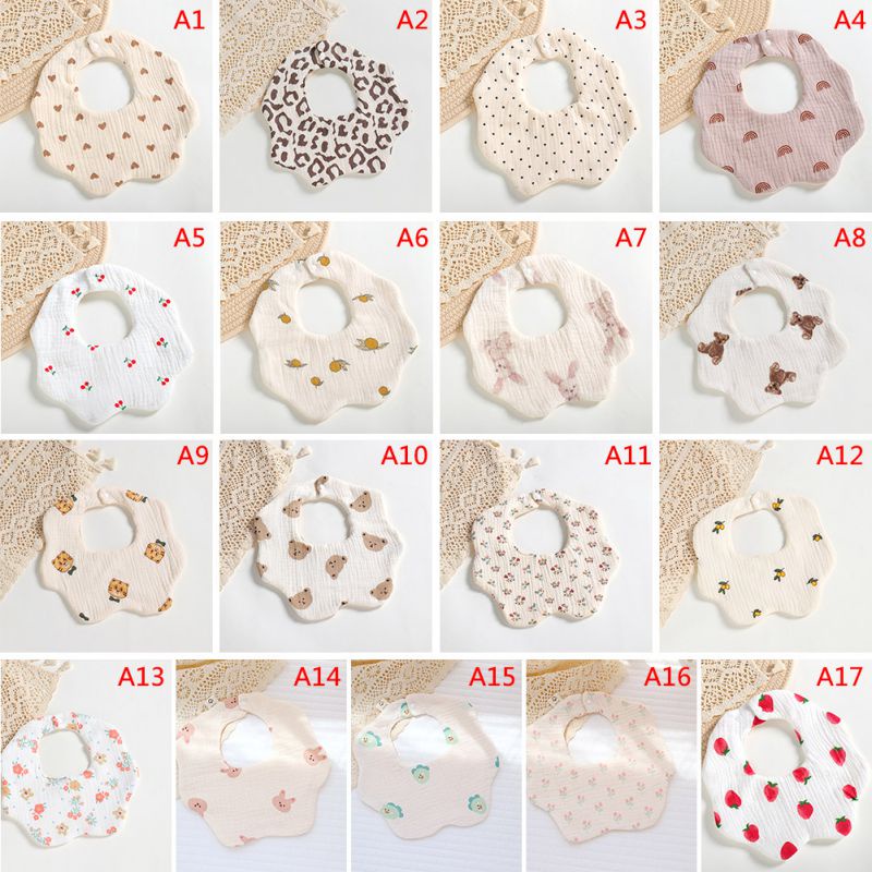Yếm Ăn Cotton 6 Lớp Xoay 360 Độ Hình Cánh Hoa Xinh Xắn Cho Bé