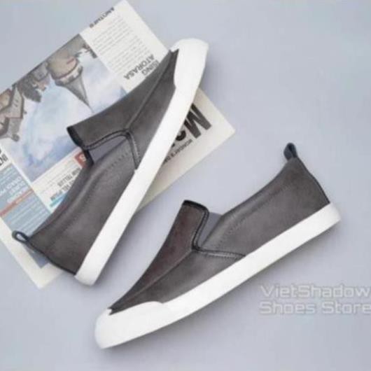 Slip on nam LEYO - Giày lười da nam - Da PU 2 màu đen full và xám - Mã SP A1182 P09 ^ .