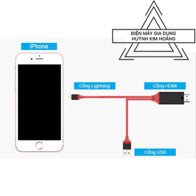 Dây Cable kết nối điện thoại iPhone với tivi , máy chiếu Lightning to HDMI 2M