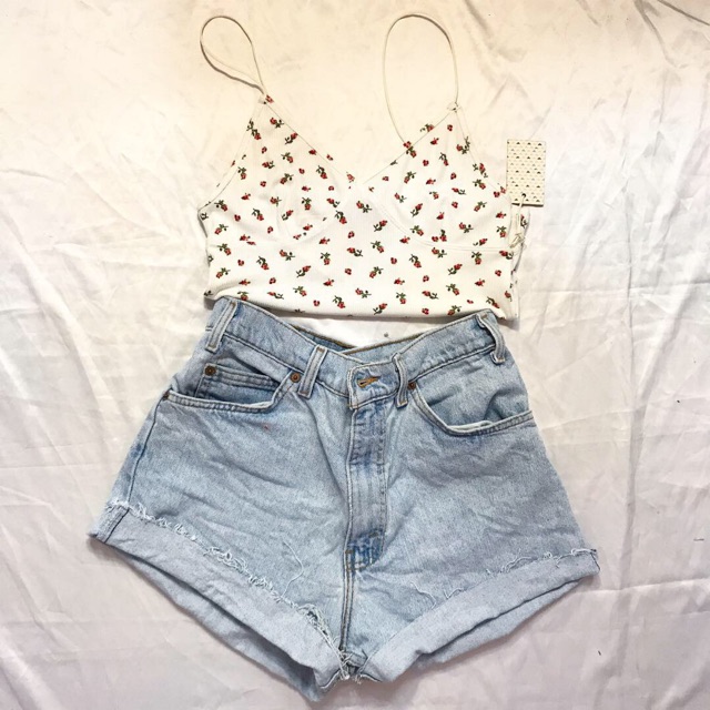 Quần jean short vintage đáy cao levis