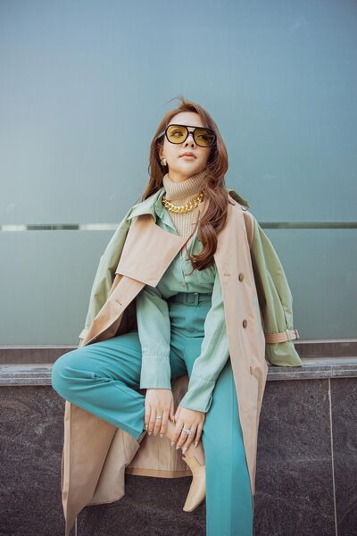 Áo măng tô phối tay phồng | BigBuy360 - bigbuy360.vn