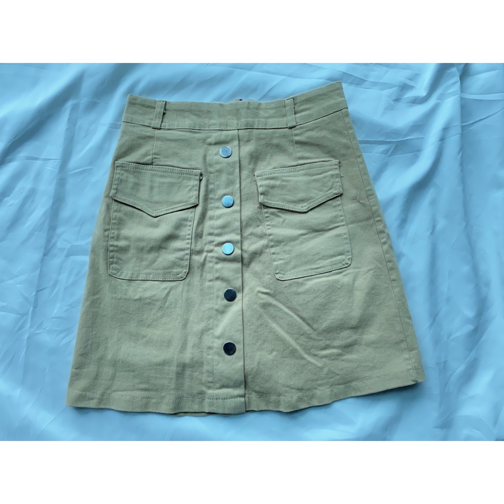 Chân Váy Chữ A, Chân Váy Khóa Kéo  Kaki Năng Động