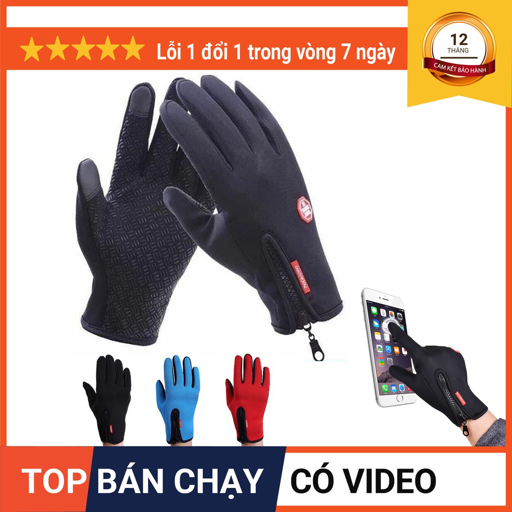 Găng Tay Đi Xe Máy Chống Nước Nam Nữ Winds Stopper 🥊FREESHIP🥊Đầu Ngón Cảm Ứng