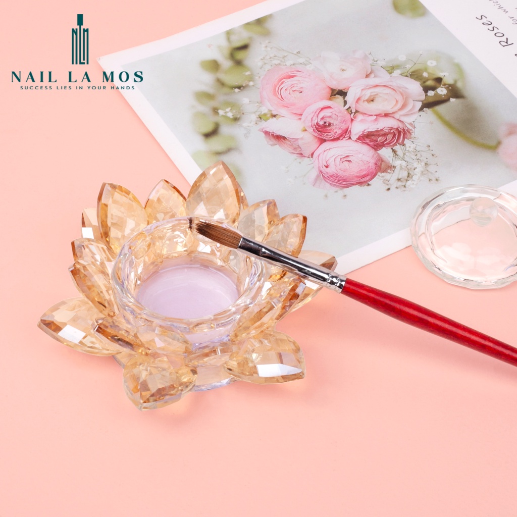 Hũ bông sen đựng lưu huỳnh và bột đắp móng có nắp tiện lợi, nhiều màu lấp lánh sang chảnh