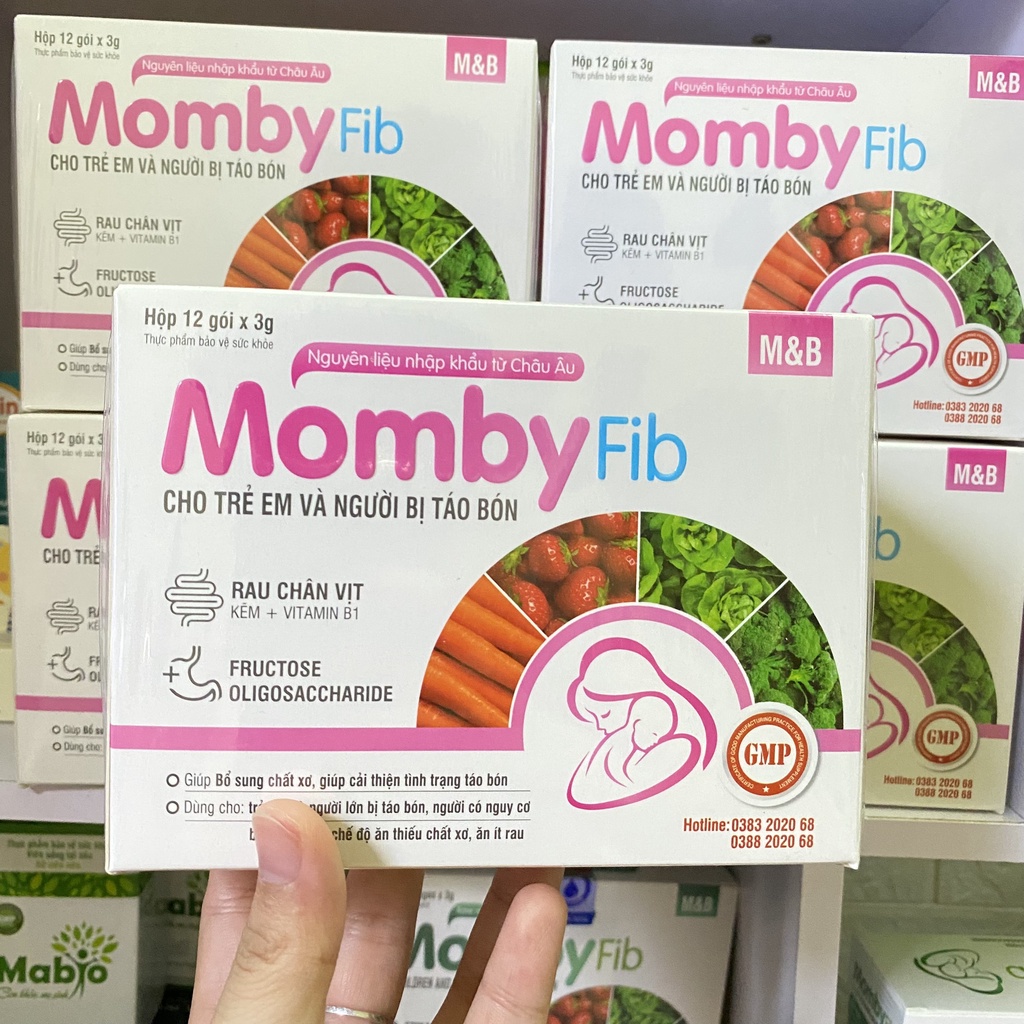 MOMBY FIB HỒNG Cốm vi sinh, Men vi sinh cho bé giúp nhuận tràng, tiêu hoá tốt, bổ sung chất xơ và vitamin, hết táo bón