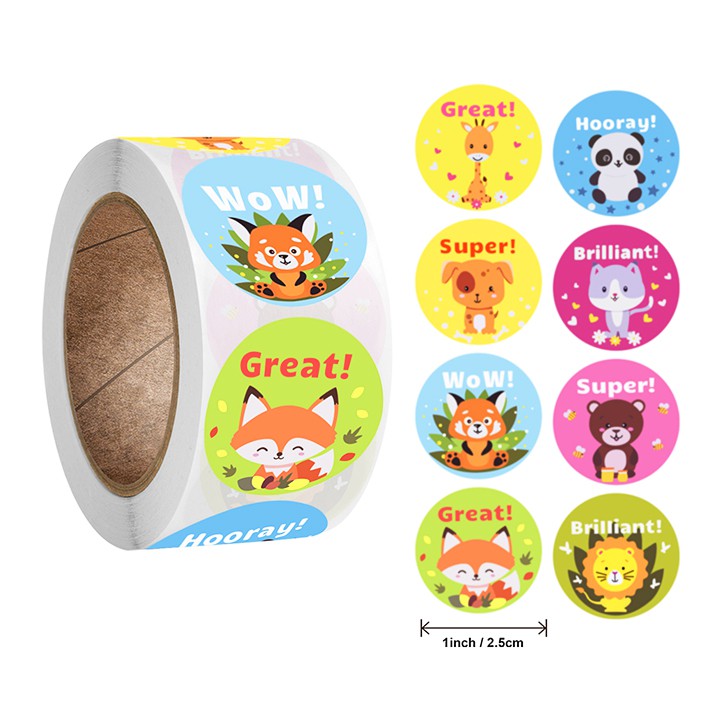 Sticker khen thưởng tiếng Anh, cuộn 500 sticker khen khen thưởng khích lệ tinh thần học tập cho bé yêu Baby-S – SST013