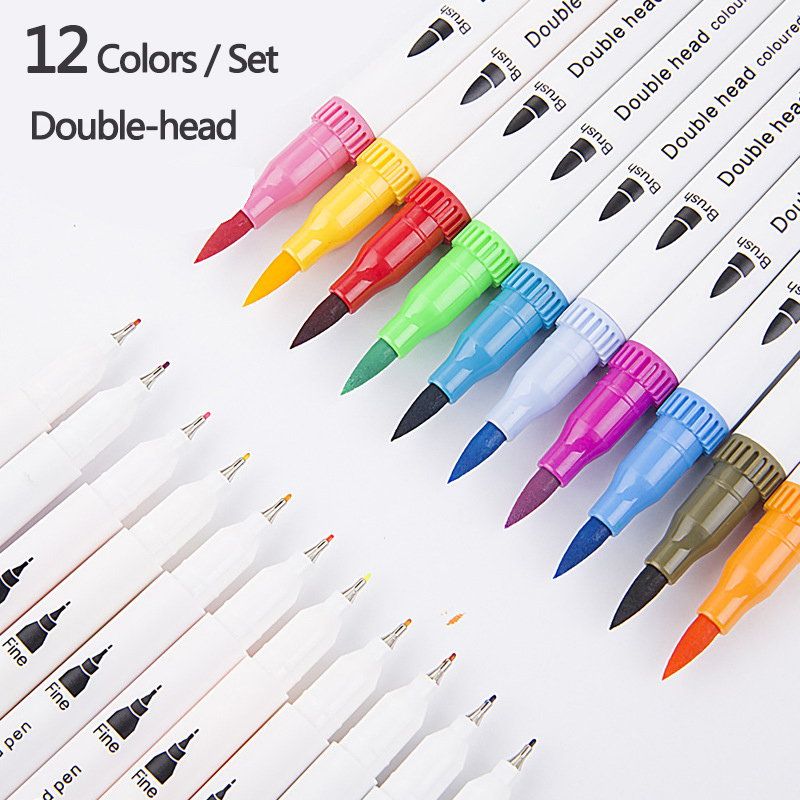 [Mã 12LSSALE20K hoàn 100% xu đơn 50k] Set 12 bút dạ nhiều màu hai đầu dùng để trang trí/ viết chữ tiện dụng
