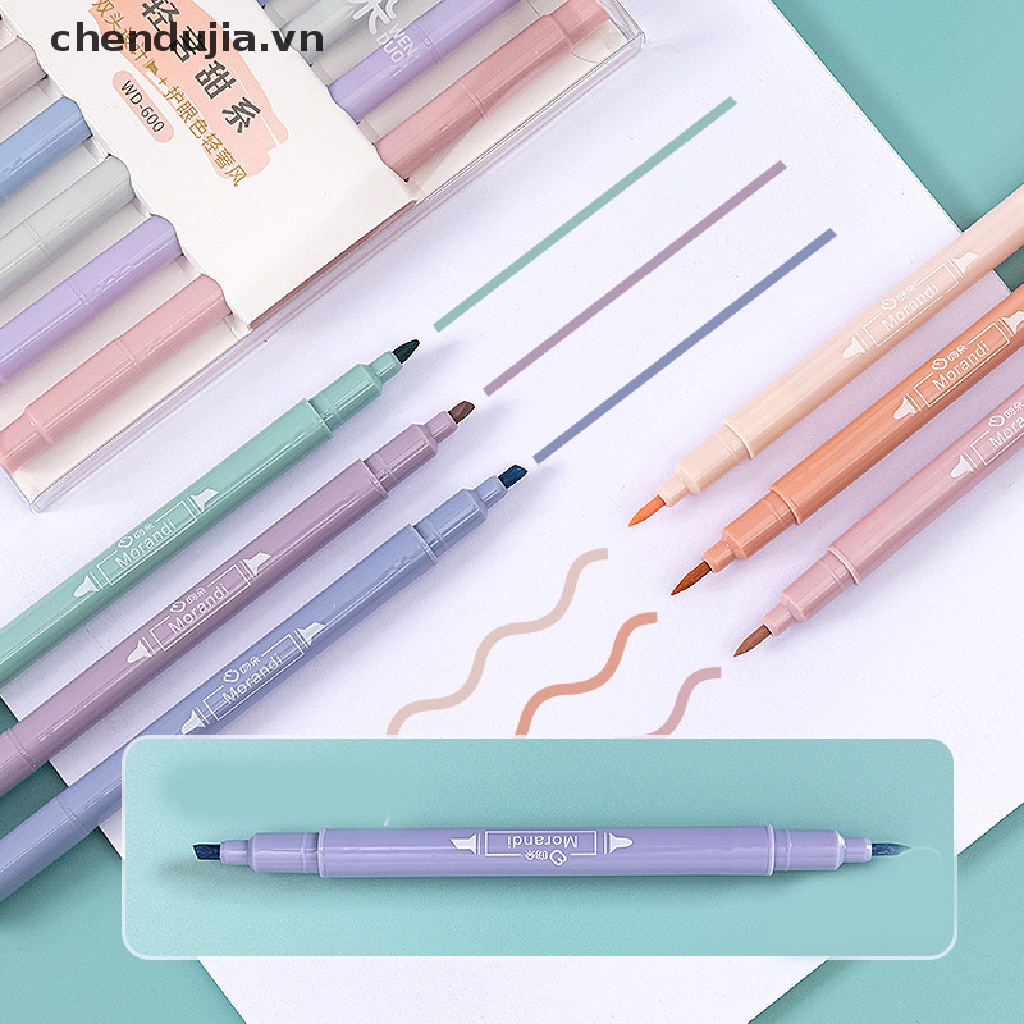 Set 6 Bút Đánh Dấu Manga Hai Đầu Màu Kẹo Ngọt Kiểu Dáng Đáng Yêu
