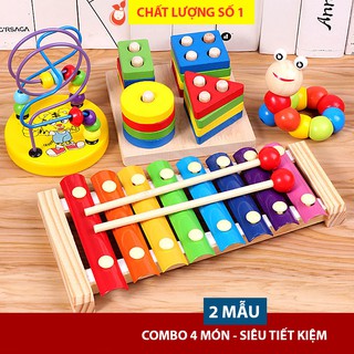 [SIÊU TIẾT KIỆM] Combo 4 Món Đồ Chơi Gỗ Cho Bé 1 2 3 4 5 Tuổi Thỏa Sức Sáng Tạo, Đồ Chơi Giáo Dục Phát Triển Tư Duy