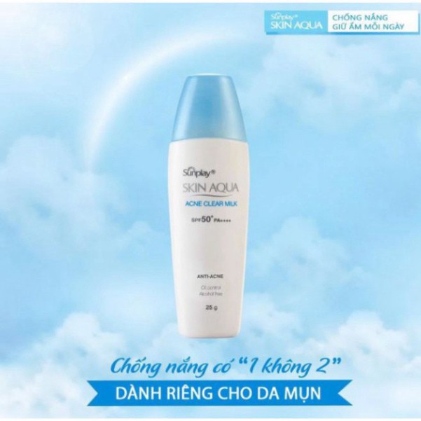 Sữa Chống Nắng Dưỡng Da Ngừa Mụn Sunplay Skin Aqua Acne Clear Milk SPF50+/PA++++ 25g Q84