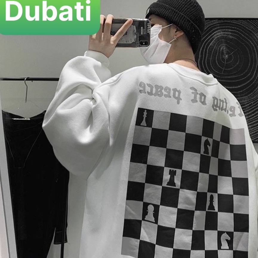 ÁO SWEATER - NỈ CHUI NAM NỮ FROM RỘNG HÌNH CỜ VUA PHONG CÁCH UNISEX- DUBATI FASHION