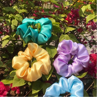 Dây buộc tóc scrunchies phi lụa mềm mịn màu xinh xắn