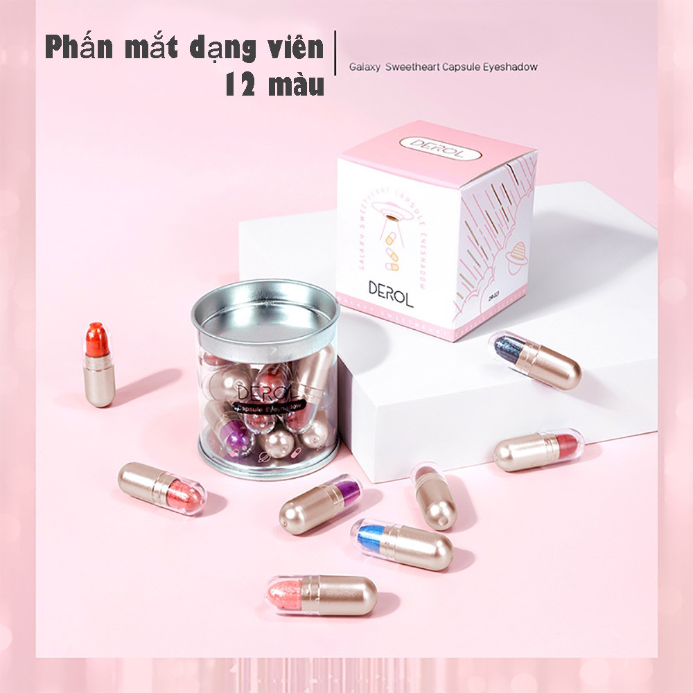[Hàng mới về] Phấn mắt nhũ hình viên thuốc 12 màu chống thấm nước dễ sử dụng