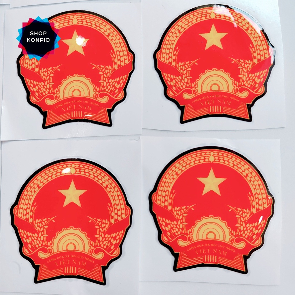 (Giá 1 Tem) Tem Đảng ( Tem Quốc Huy ) In Nổi Dán Xe Máy Chống Thấm Nước Chống Bay Màu