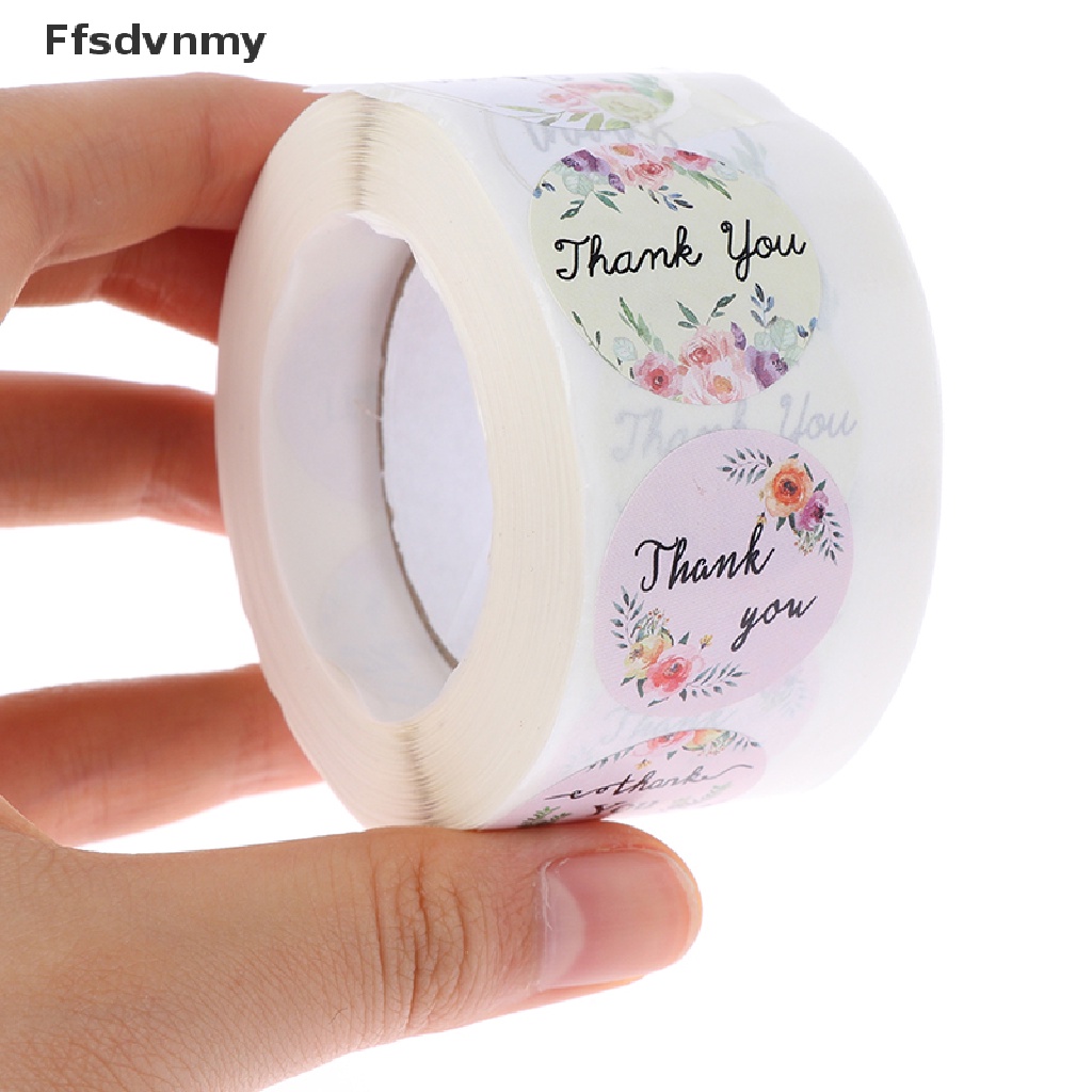 Cuộn 500 Miếng Dán Tròn In Chữ thank you Trang Trí