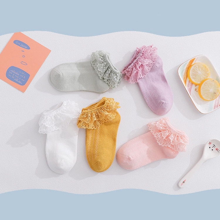 Vớ Cotton Mềm Phối Ren Kiểu Công Chúa Cho Bé Gái 1-12 Tuổi