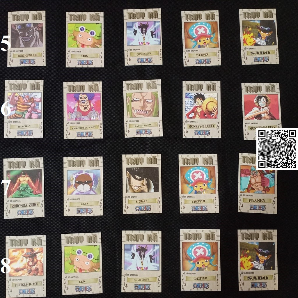 1459-2 Combo 5 Thẻ truy nã trong Anime One Piece Luffy đảo hải tặc Mũ Rơm nhiều mẫu