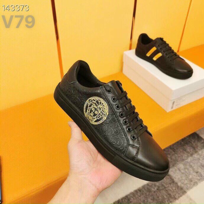 GIÀY THỂ THAO NAM CAO CẤP, SNEAKER NAM V.S ĐEN HOA VĂN VÀNG V79