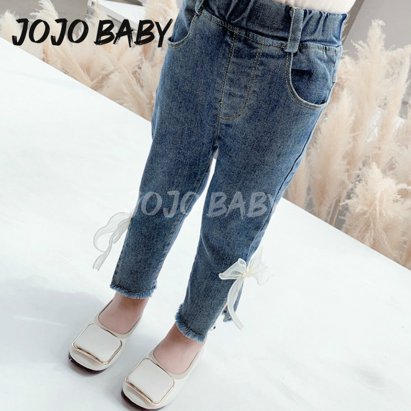 Quần Jeans Xẻ Tà Đính Nơ Xinh Xắn Cho Bé Gái 1-8 Tuổi