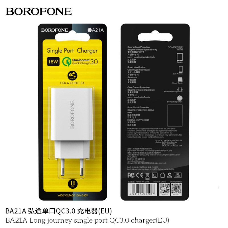 Cóc sạc QC 3.0 Borofone BA21A