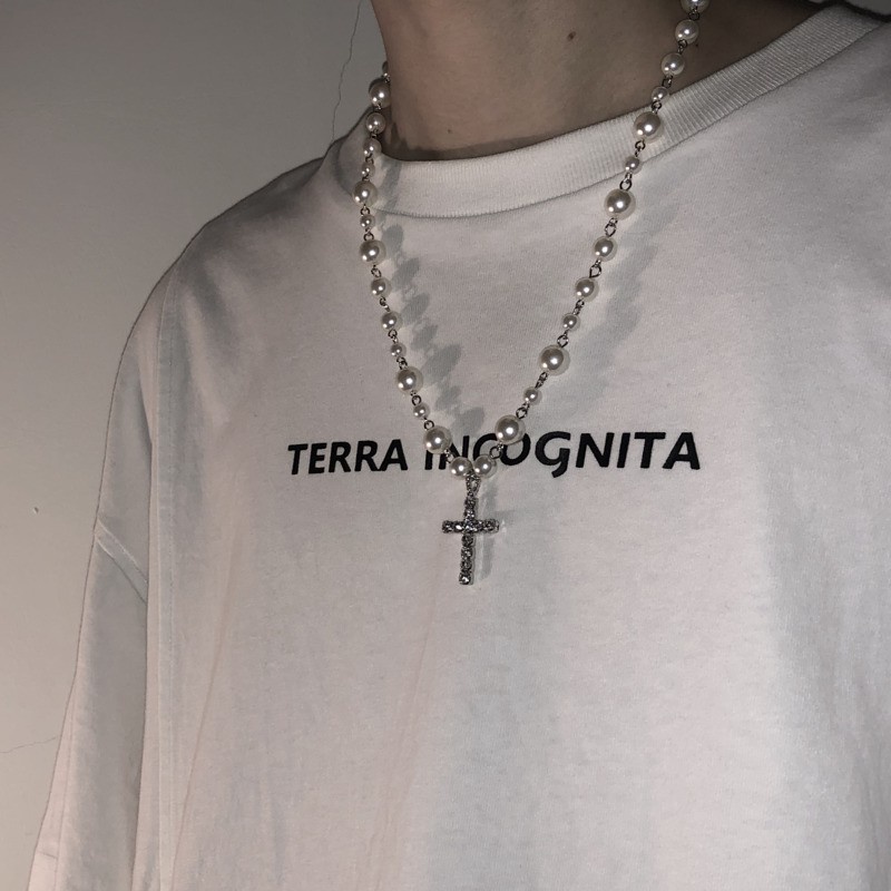 Dây Chuyền Hạt Ngọc Mặt Chữ Thập Thánh Giá Đính Đá Phong Cách Nhật Bản và Hàn Quốc xu hướng 2021