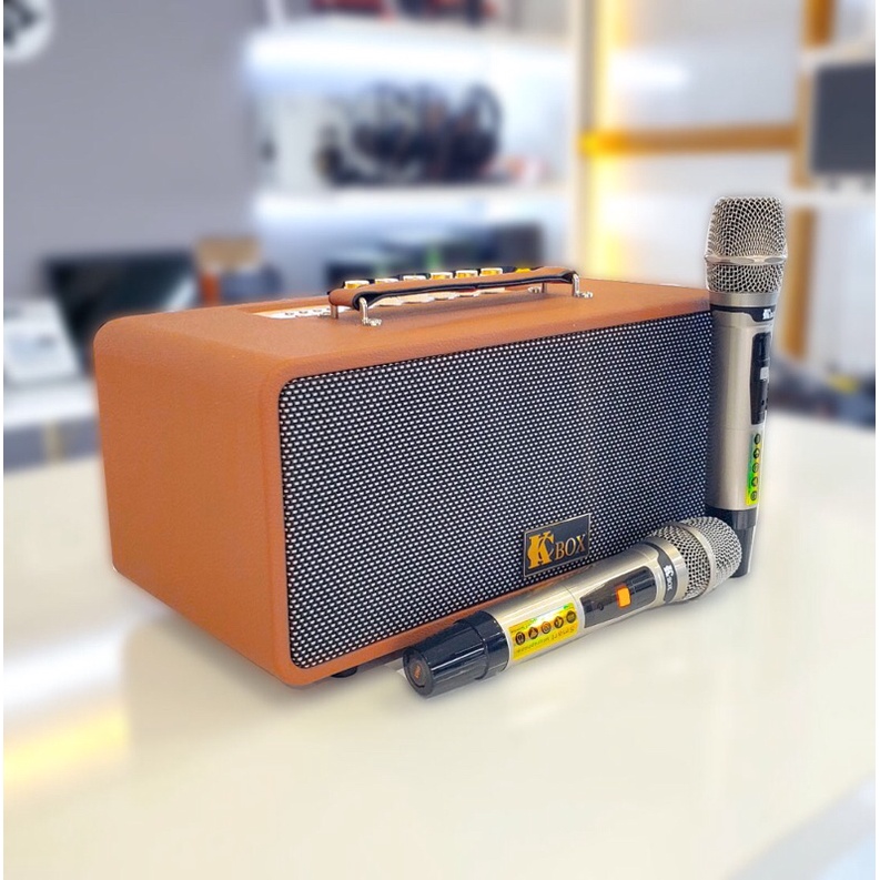 Loa Karaoke Di Động Xách Tay,Có Jack Cắm Guitar.Tặng Kèm 2 Micro Không Dây Cao Cấp