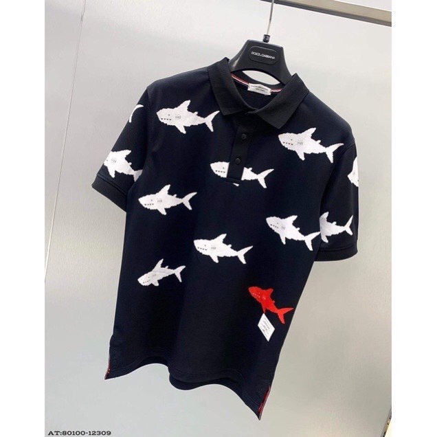 Áo Phông Polo Thom Browne Cá Mập Tay lỡ Phong Cách Thời Trang Unisex Trendding 2022