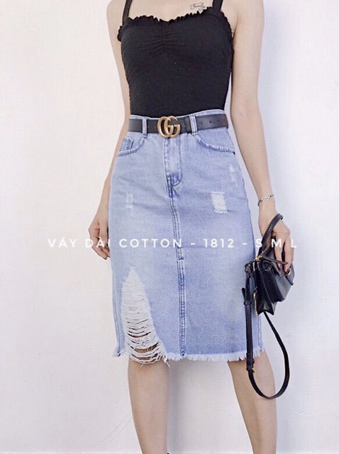 Chân váy jean dài rách 1812 | BigBuy360 - bigbuy360.vn