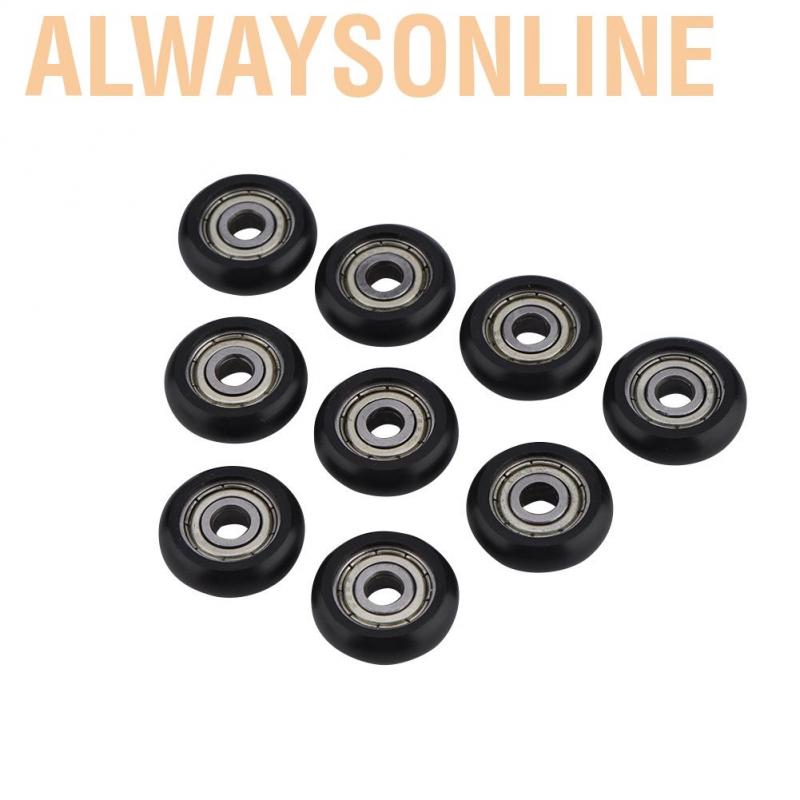 Alwaysonline 9 Pcs / Pack Black Aluminium Pulley Wheels Roller Bearings for 3D Printer - intl