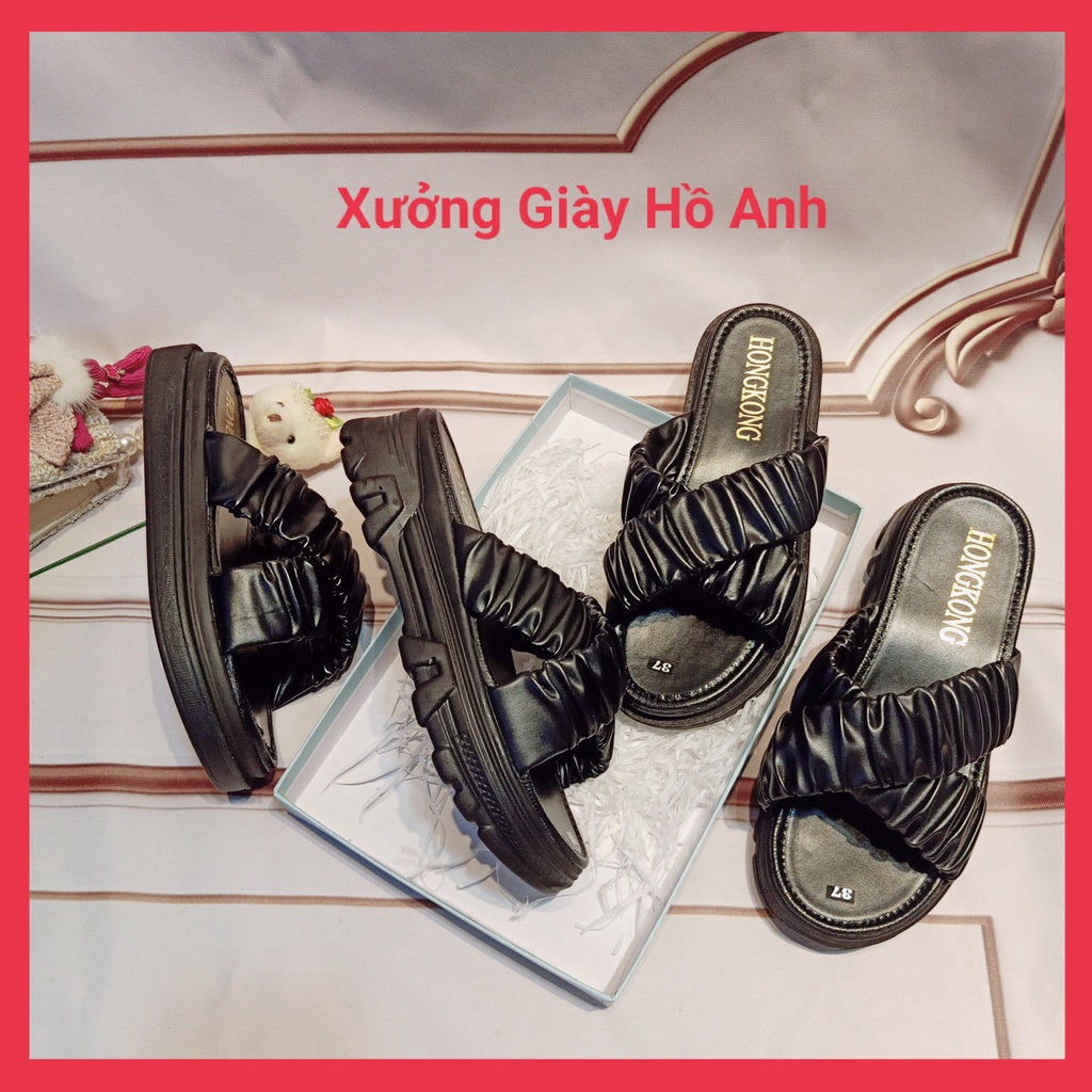 Dép Nữ Quai Chéo Nhúm Đế PU Siêu Nhẹ 3P Hoặc 5P Siêu Tôn Dáng Trẻ Trung
