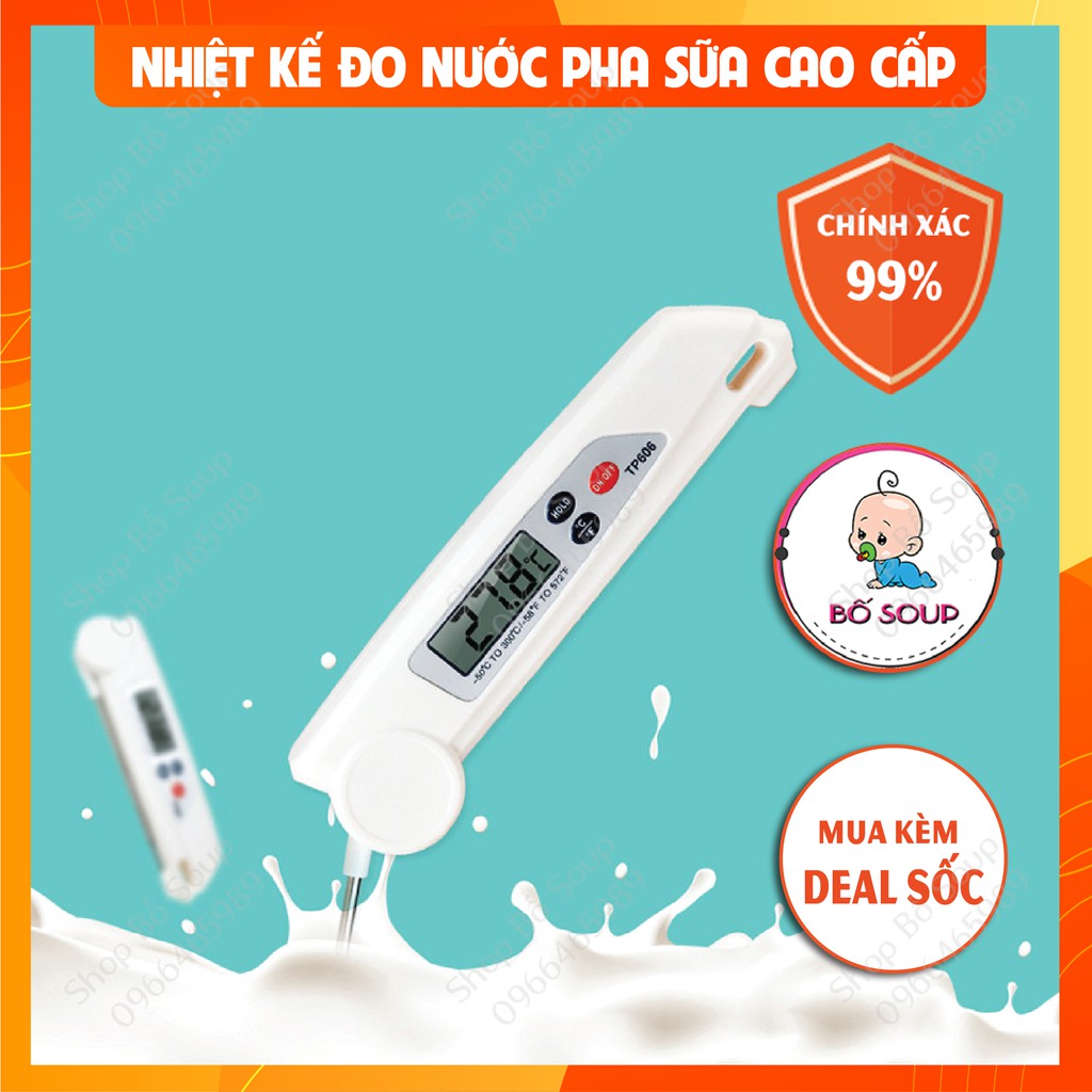 Nhiệt kế đo nước pha sữa cao cấp gấp gọn có hộp đựng Shop Bố Soup