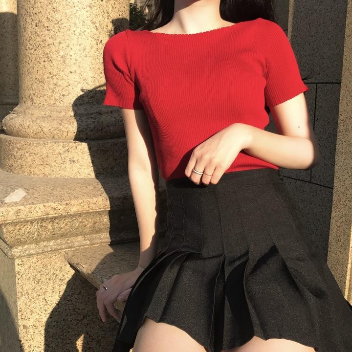 Áo Thun COZOK Ngắn Tay Hở Lưng Thắt Nơ Xinh Xắn Thời Trang Cho Nữ