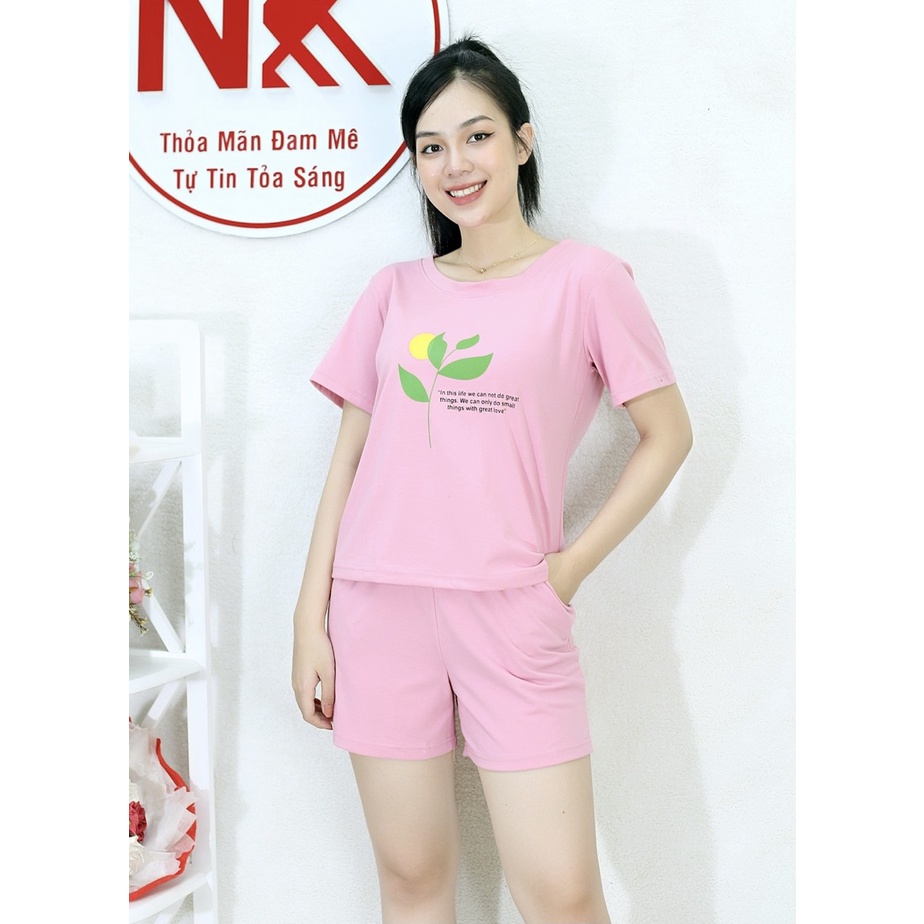 [HÌNH THẬT] Bộ đồ thun ngắn cổ tròn cực xinh có 4 màu xanh đen, xám, hồng, xanh đậu - Vải Cotton 65/35 Cao Cấp