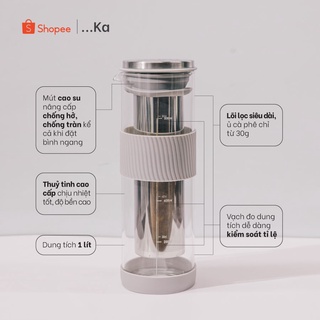 Bình Pha Cold Brew, Bình Ủ Cafe Cold Brew 1000ml, Bình Clold Brew Coffee Chất liệu Thủy Tinh Cao Cấp (Bản Nâng Cấp 2022)