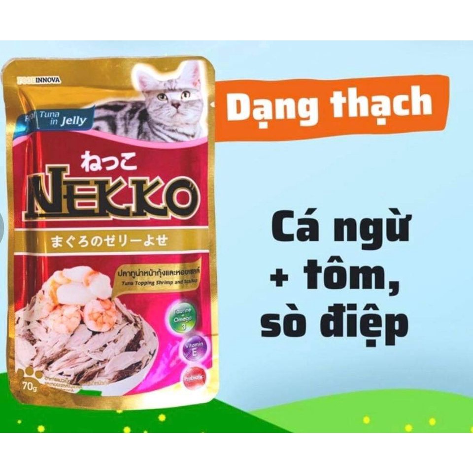 PATE NEKKO Thái Lan Gói 70gram Thức Ăn Dinh Dưỡng Cho Mèo Mọi Lứa Tuổi